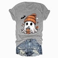 thumbnail image 6 of TOWED22 Fall Shirts for Women Cute Ghost with Coffee Pumpkin Graphic Casual Halloween Tee Autumn Thanksgiving Tops(Light Gray,3XL), 6 of 6