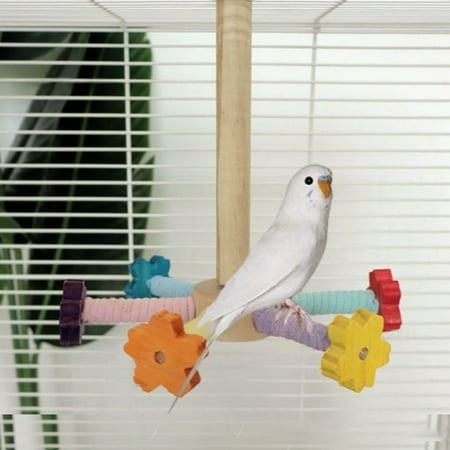Bird Stand Toy Interactive Rotating Wooden Exercise Wheel Parrot Plaything Cage Accessories For Small Medium Birds Energy