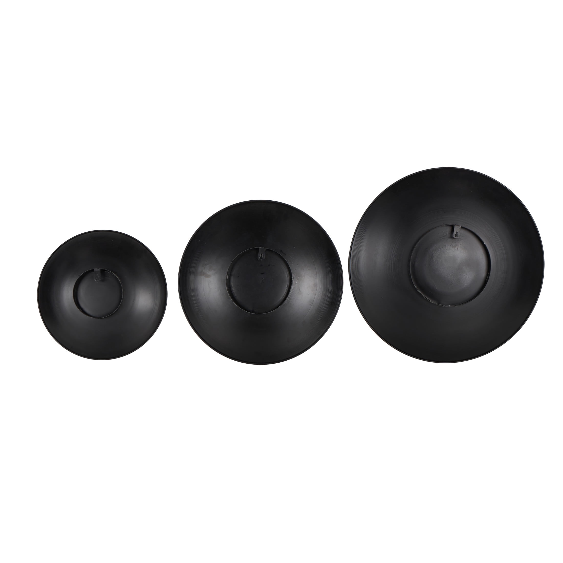 DecMode Gold Metal 3D Circular Disk Abstract Wall Decor with Black Rims (3 Count)