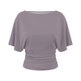 thumbnail image 5 of RUTAYY Women's T-Shirt Elegant Solid Color Batwing Short Sleeve Crew Neck Tee Shirts Casual Everyday Wear Trendy Trip Tees, 5 of 5