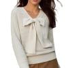 shoper Women's Bow Detail Knit Sweater Long Sleeve Pullover Casual Comfortable Soft Loose Fit Solid Color Everyday Top 2025 Fall Fasion