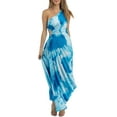 thumbnail image 1 of Faithtur Robe Longue pour Femmes, Robe d'Été Sans Manches à une Épaule Plissée Imprimé Teinture sur Nœuds Robe de Vacances, 1 of 9