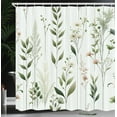thumbnail image 3 of Ambesonne Green Shower Curtain, Modern Nature Leaves Bohemian, 69"Wx70"L, Off White Multicolor, 3 of 4