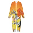 thumbnail image 3 of Looney Tunes Cartoons Men's Hooded Jumpsuit - Zip Up One Piece Pajamas Soft Cozy Winter Warm Plush Loungewear, 3 of 8