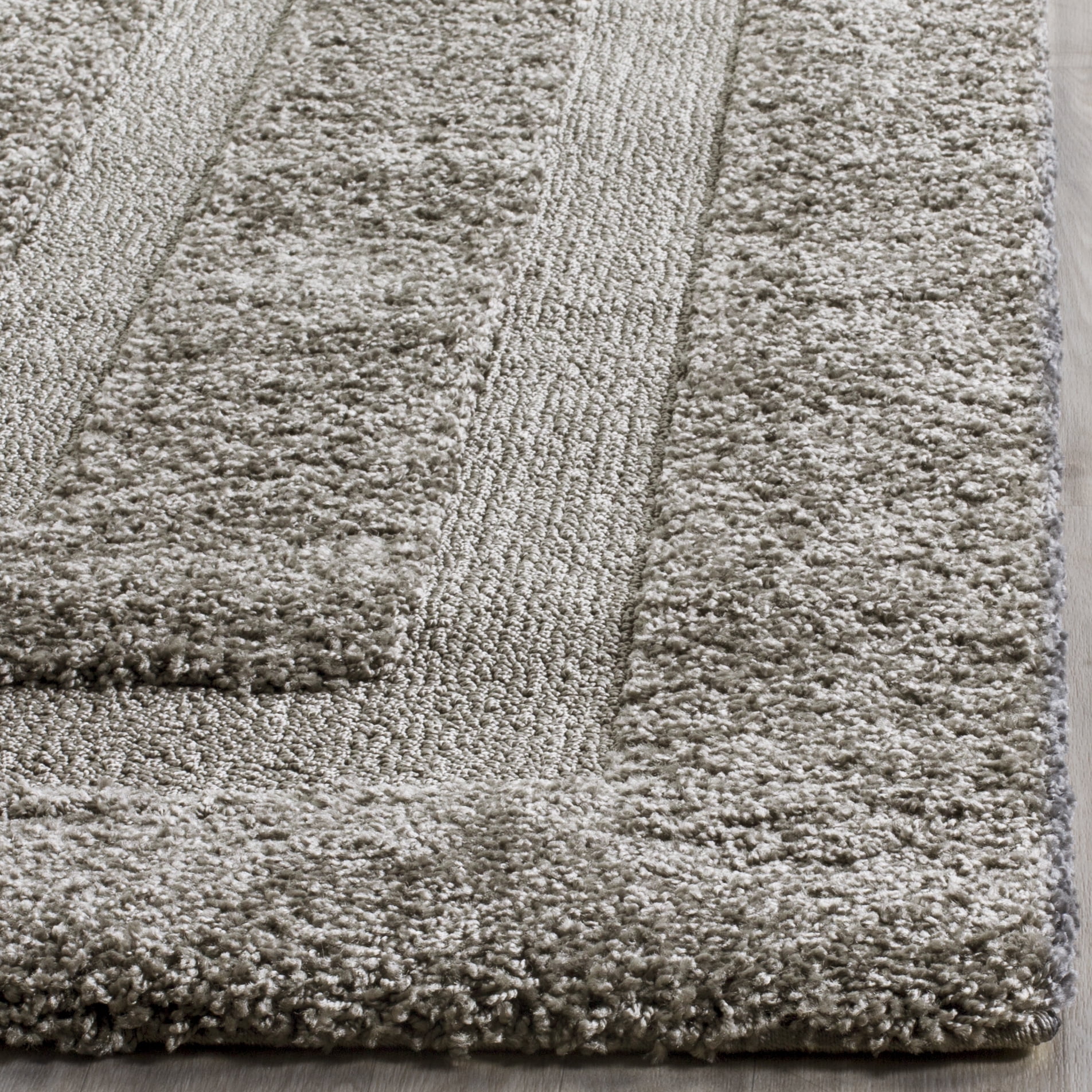 SAFAVIEH Florida Mason Bordered Shag Area Rug, Grey, 6'7" x 6'7" Square