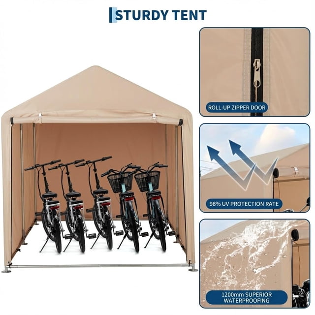 Edtara Abri de Rangement pour Vélos, Protection Imperméable, Bloque 98 % des Rayons UV, Convient jusqu'à 6 Vélos, Garage Robuste de Style Auvent avec Housses de Remplacement Supplémentaires pour Usage Extérieur