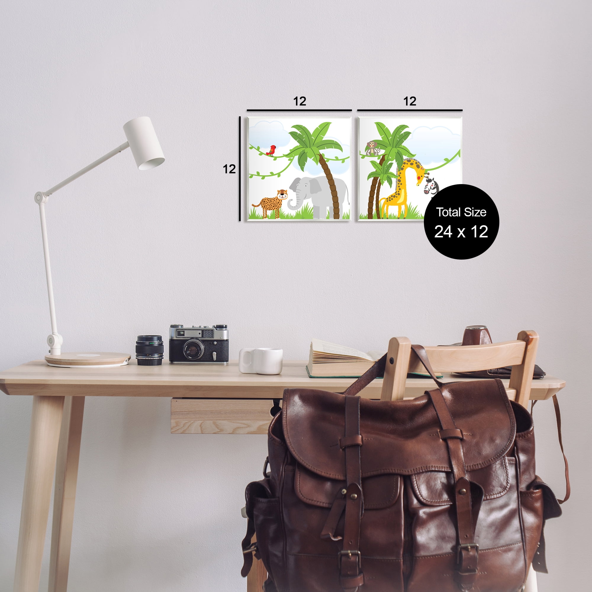 Stupell Industries Jungle Animals Scene Animals & Insects Painting Unframed Art Print Wall Art, 12 x 12, Set of 2