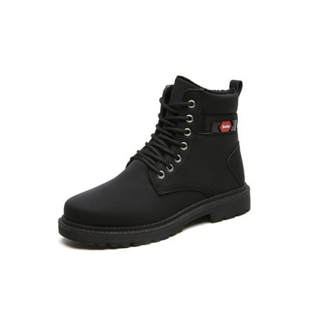 

Daeful Men Shoes Round Toe Ankle Boot High Top Work Boots Comfort Breathable Safety Shoe Walking Black 8.5