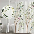 thumbnail image 5 of Birds Shower Curtain, Waterproof Shower Curtains for Bathroom, Spring Branch Leaves Animals Country Pastoral Washable Fabric Bathtub Curtain Set Bath Decor with 12 Hooks Long 72"x84", 5 of 8