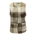 thumbnail image 5 of ABATAB Womens Fuzzy Fleece Plaid Vests Trendy Sleeveless Open Front Sherpa Lined Waistcoat Cardigans Comfy Winter Dusters Gilet with Pockets(X-Large,Khaki), 5 of 7