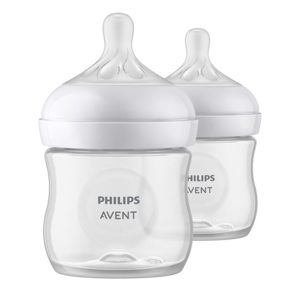 Philips Avent Natural Baby Bottle With Natural Response Nipple, Clear, 2x4oz Bottles, SCY900/02