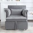 thumbnail image 4 of BSHTI 34.3” Convertible Pull-out Sleeper Chair,Metal Frame,Reclined at 3 Angles Backrest,Movable Arm Cushion,Perfect for Small Spaces,Gray Velvet, 4 of 12