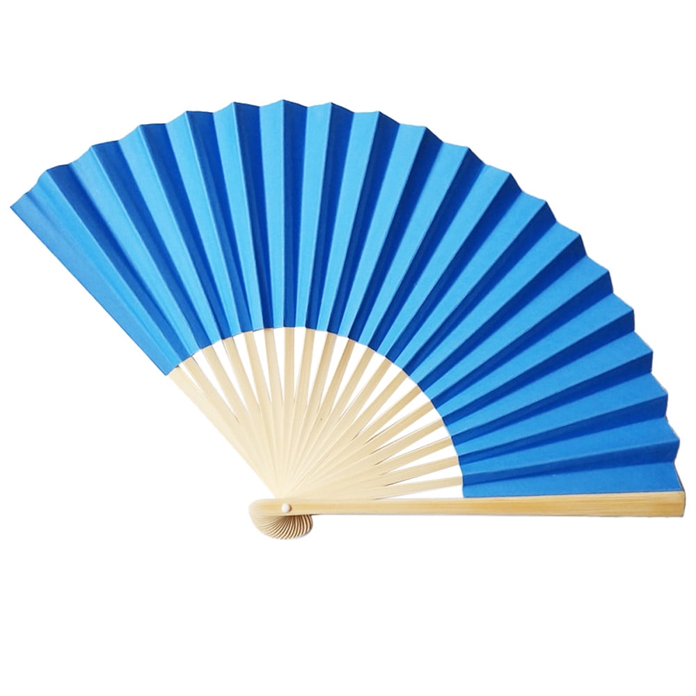 Thy Collectibles Pack of 6 Handheld Paper and Bamboo Folding Fans for  Wedding Party, Church, Festivals, Home and DIY Decoration (Blue) 