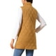 thumbnail image 3 of Chaleco acolchado largo sin mangas para mujer con cuello alto, chaqueta ligera, abrigo acolchado cálido XL marrón, 3 of 6