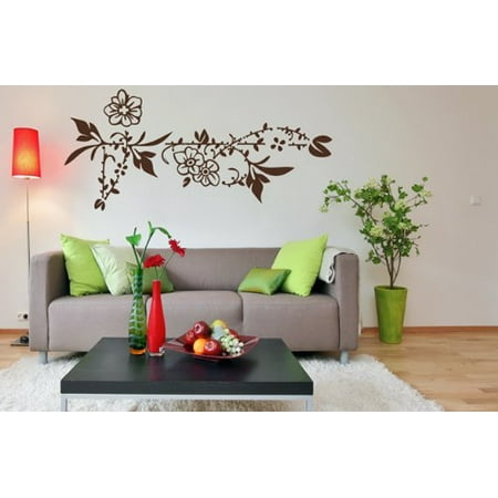 White Crystal Border (Flower Border Wall Decal - Wall Sticker, Vinyl Wall Art, Home Decor, Wall Mural - 2594 - White, 20in x)