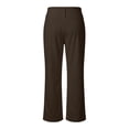 thumbnail image 3 of Work Pants for Women High Waist Wide Leg Stretchy Dress Pants Palazzo Business Casual Outfits Office Slacks with Pockets Button Stretchy(Brown,M), 3 of 4