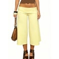 thumbnail image 4 of Fold Over Gaucho Pants for Women Foldover Solid Flowy Capri Pants Y2k Wide Leg Yoga Culottes, 4 of 6