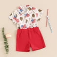thumbnail image 4 of HCNTES Boys Girls Short Sleeved Shorts Suit Children Fashionable Independence Day Print Outfit for Little kids Big Kids(D01-White,2-3 Years), 4 of 9