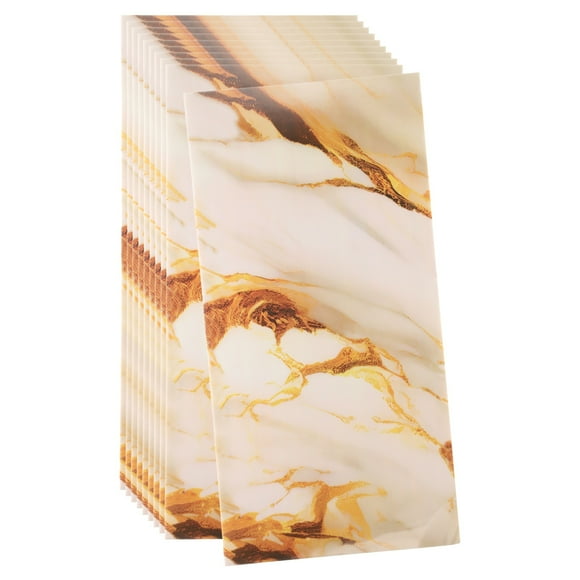 Uxcell 10pcs Peel and Stick Wall Panels 23.6" x 11.8" Skin Feel Brick Wallpapers (19.4 Sq. Ft. / 1.8 Sq.m. Coverage) Marble Tiles Adhesive Backsplash, White Gold