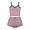thumbnail image 4 of NominalSnug Womens Rib Knit Pajama Set Summer Lace Trim Cami and Shorts 2 Piece Loungewear with Adjustable Straps Soft Sleepwear, 4 of 6