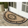 thumbnail image 6 of A1HC Heavy-Duty Semi-Circular Coir and Rubber Doormat, 36"x72" Hand-Flocked Monogrammed Front Porch Entrance Rug with Floral Design, 6 of 8