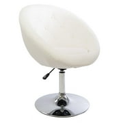 IMPRESSIONS Antoinette Round Tufted Vanity Chair with 360 Degree Swivel, Modern Makeup Seat with Adjustable Height and Stainless Steel Flat Base