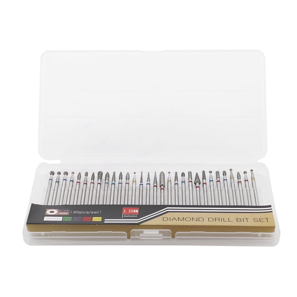 30 unids/set cabeza de pulido de diamante taladro de decoración de uñas Kit de cabeza de pulido accesorios de máquina de perforación de uñas A