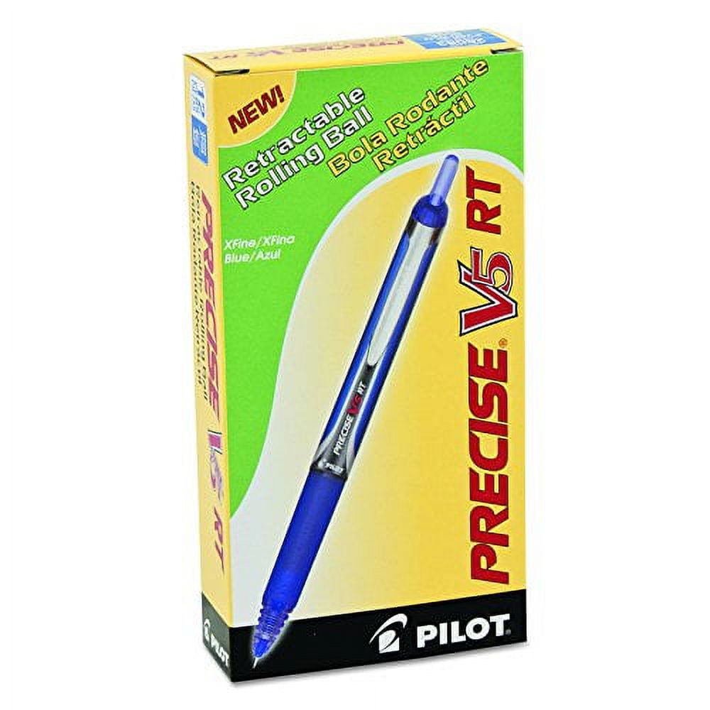 PILOT Precise V5 RT Refillable & Retractable Liquid Ink Rolling Ball Pens, Extra Fine Point, Blue Ink, 12 Count (26063)
