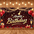thumbnail image 5 of Red Balloons Banner Gold Party Hat Birthday Display Golden Butterflies Starry Sparkles Party Backdrop for Birthday Party Indoor Event Party Photo Shoot, 5 of 9