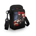 thumbnail image 3 of HELLHERO Wolf American Flag Pattern Messenger Bag with 2 Layers Women Messenger Bag Trendy Polyester, 3 of 7