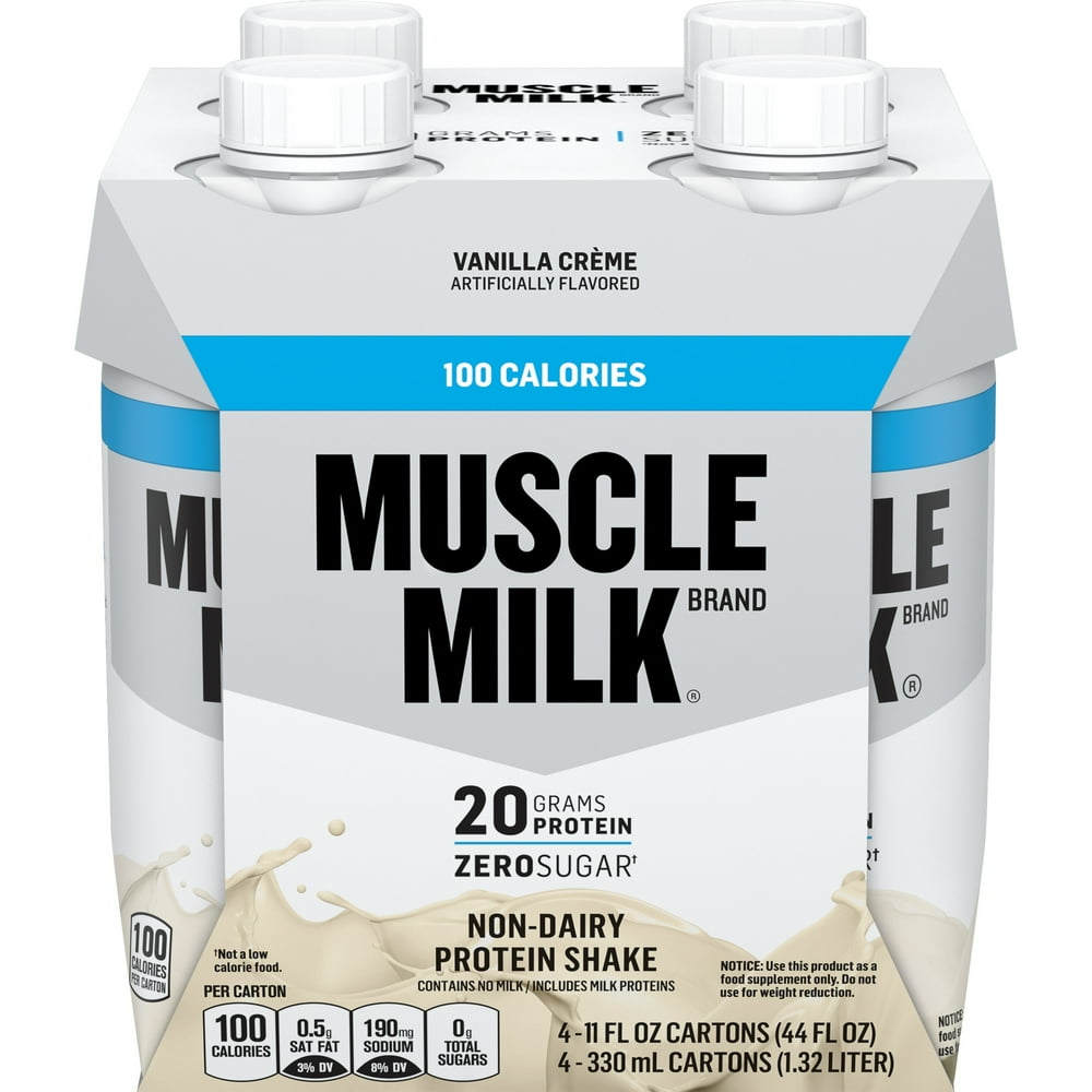 Muscle Milk 100 Calorie Protein Shake, 20g Protein, Vanilla Creme, 11 Fl Oz, 4 Count Walmart