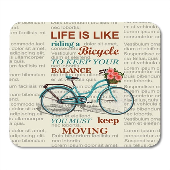 SIDONKU Message Inspirational on Newspaper Typographical Retro Bicycle Bike Mousepad Mouse Pad Mouse Mat 9x10 inch