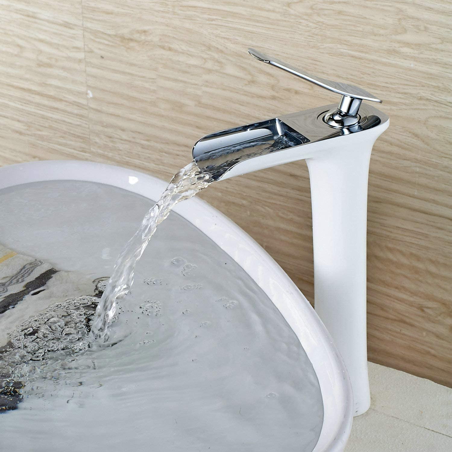 Chrome Waterfall Bathroom Sink Faucet Single Handle Basin Vessel Mixer Tap Tall 