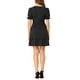 thumbnail image 3 of Vestido casual negro de mujer con estampado de puntos, escote cuadrado y dobladillo con volantes, por encima de la rodilla, 3 of 6