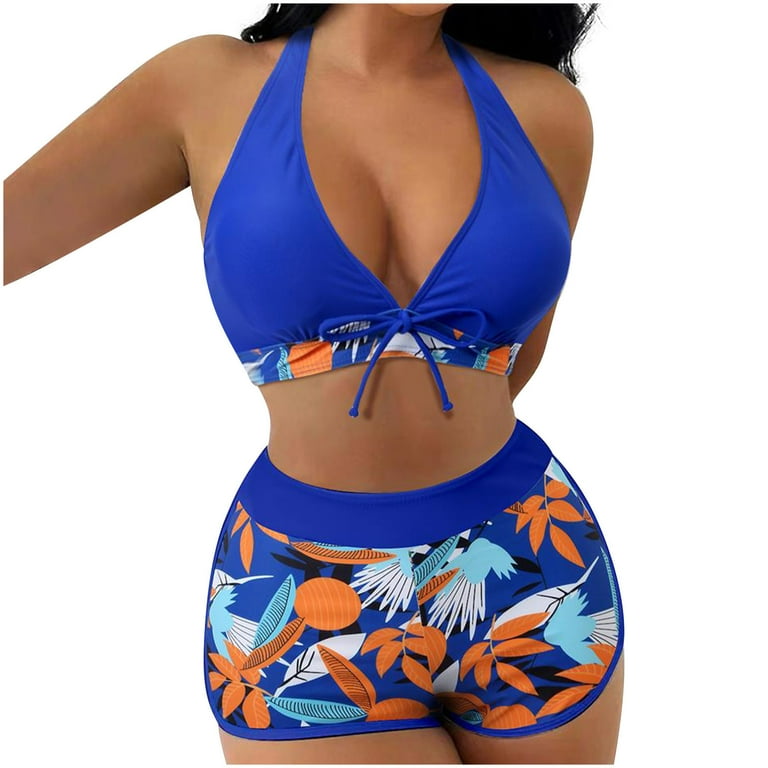 ★BALIBIKI☆Graffie Cover-Up Bikini (Vikini + Cover-Up Set) OKBOP Bikinis,Slingshot Bikini Fashion Floral Print Halter