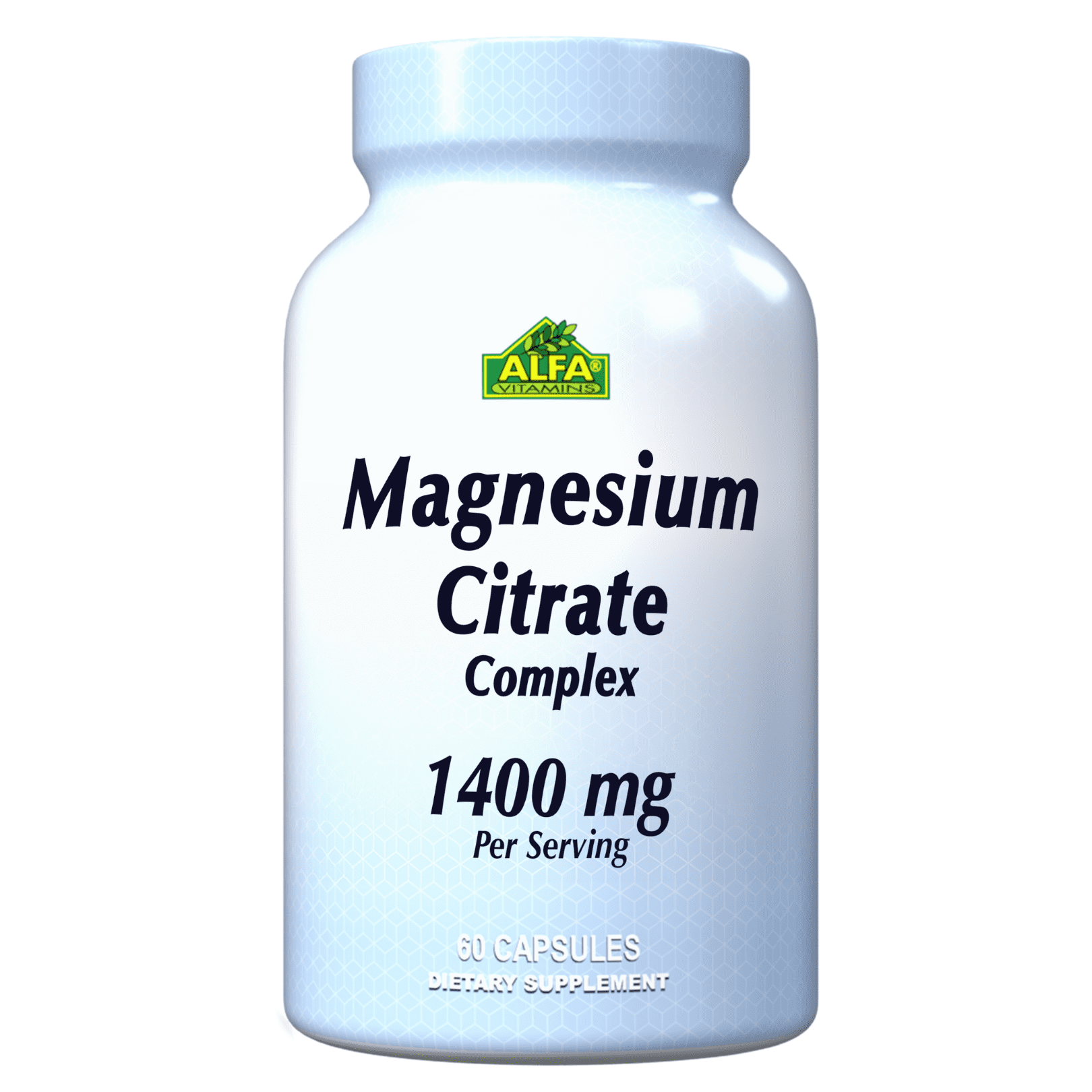 Magnesium Citrate 1400 mg by Alfa Vitamins - Supports Nerve & Muscle Function - Helps Energy Production - 60 Capsules