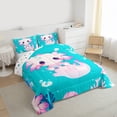 thumbnail image 3 of Homewish Cartoon Axolotl 3 Pieces Queen Comforter Set for Preppy Child,Pink Blue Ultra Soft Bedding Sets,Kawaii Animal Salamander Bedding Comforter Set Breathable,Lightweight Room Decor, 3 of 8