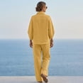 thumbnail image 6 of Linen Sets for Women 3/4 Sleeve Top Wide Leg Pants Set Casual Summer Loungewear Set Beach Outfit, 6 of 8