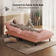 thumbnail image 4 of HOMSHADE Futon Sofa Bed, 4 in 1 Convertible Sofa with Adjustable Backrest, 71" Teddy Plush Fabric Loveseat Sleeper Couch for Living Room, Apartment, Office, Pink, 4 of 9