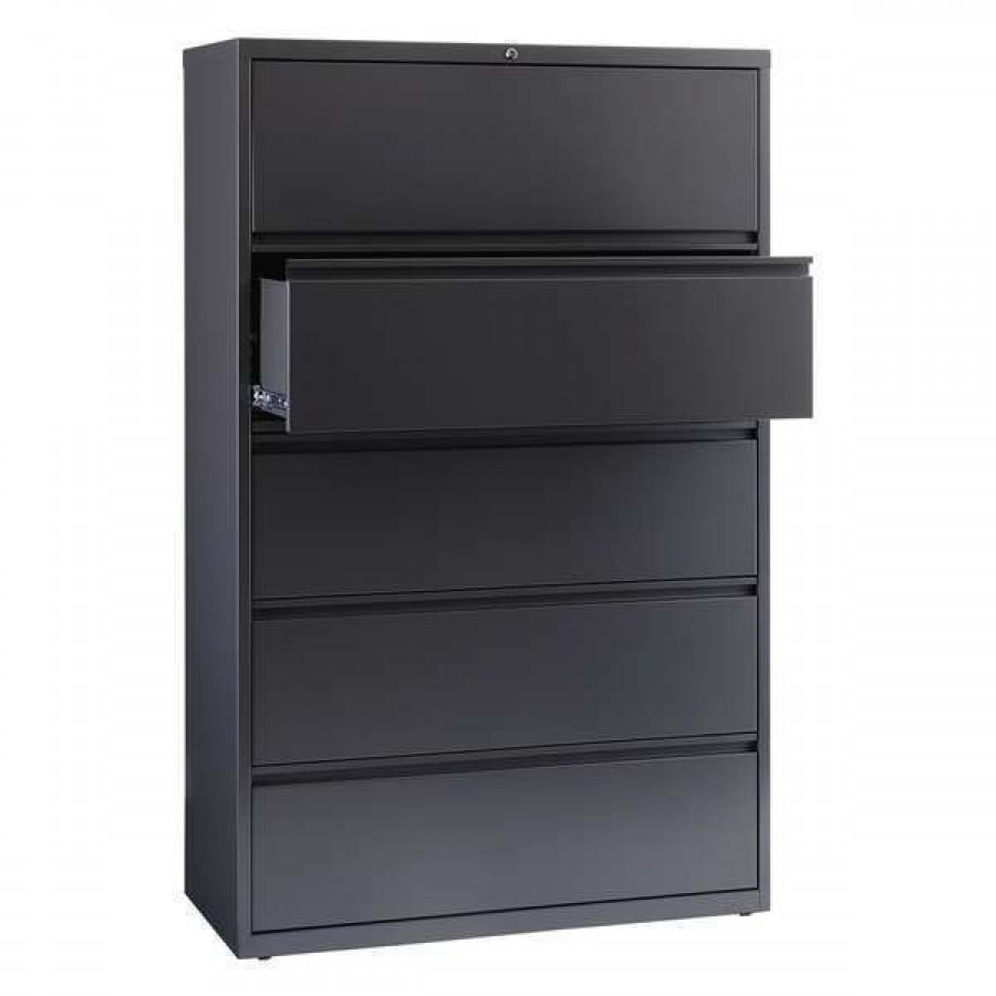 HIRSH 17651 42" W 5 Drawer Lateral File Charcoal
