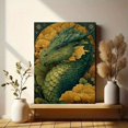 thumbnail image 6 of Autumn Green Dragon Golden Leaf Canvas Print, Mystical Fantasy Rustic Nature Home Bedroom Living Room Wall Decor Art, 6 of 8