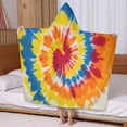 thumbnail image 5 of Vibrant Tie Dye Spiral Hooded Bath Towel，60"x35" for Ages 3 To 12 Kids, Quick Dry Lightweight Soft Microfiber Hood Beach Towel Cover Up for Kids, 5 of 7