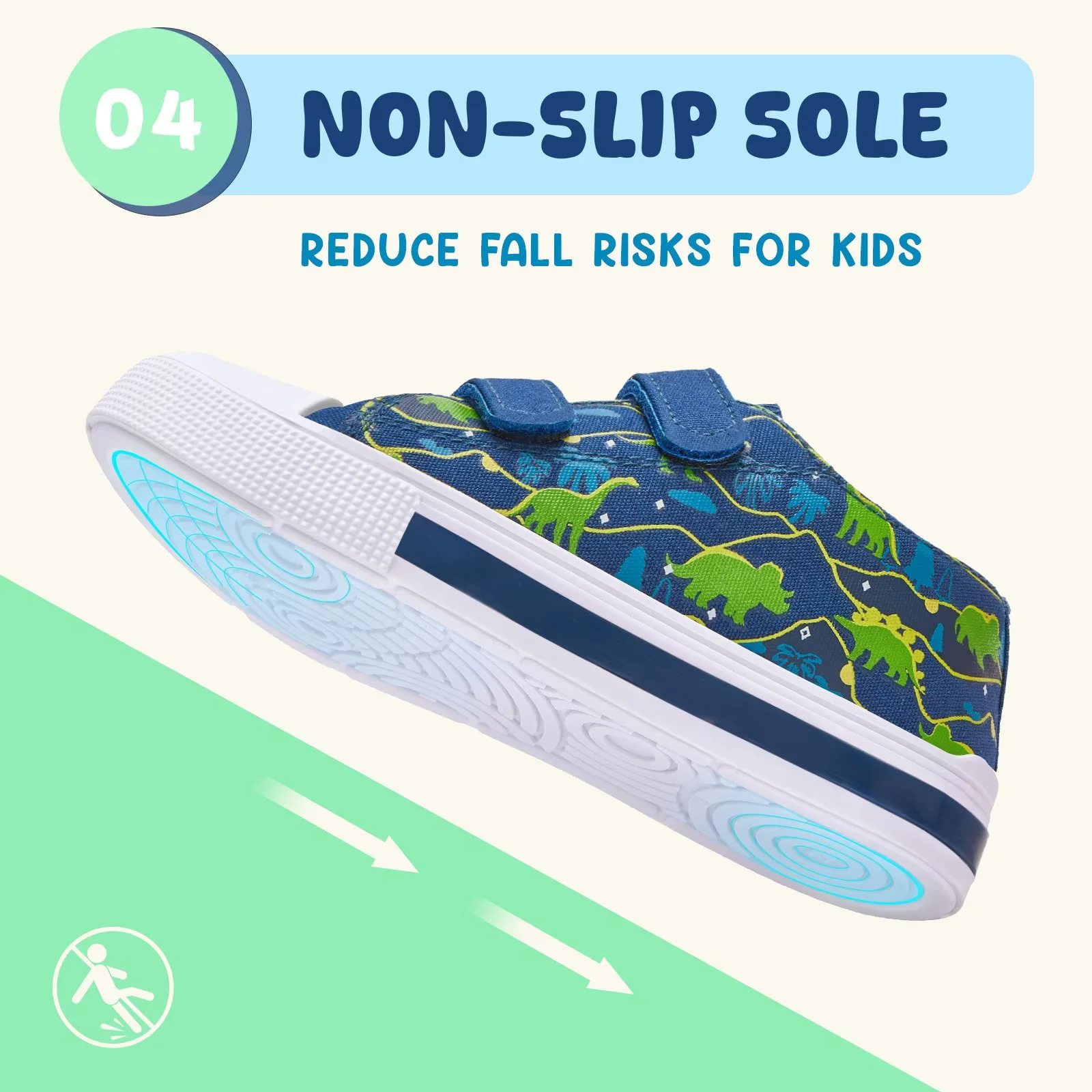 FUNCOO PLUS Kids Light-Up Canvas Sneakers, Dinosaur & Coconut photo 5