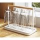 thumbnail image 1 of Portable Glass Cup Organizer, Home Kitchen Storage Glass Cup Holder with Wooden Handle Metal and Silicone Case, Glass Cup Storage Holder (White), 1 of 4