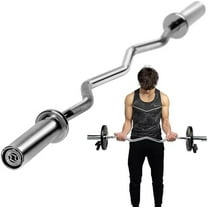 EZ Curl Bar – 47 Inch, 2 inch | 17lbs Alloy Steel with Chrome Finish & Nylon Bushings EZ Bar with 400lbs Max Capacity – Home Gym Curling Bars for Weightlifting & Other Upper & Lower Body Movements