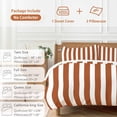 thumbnail image 6 of 3 Piece Burnt Orange Stripe Duvet Cover Set Full Size, Microfiber Comforter/Quilt Cover with Corner Ties and 2 Pillowcases, Farmhouse Striped Abstract Art All Season Soft Bedding with Zipper Closure, 6 of 8