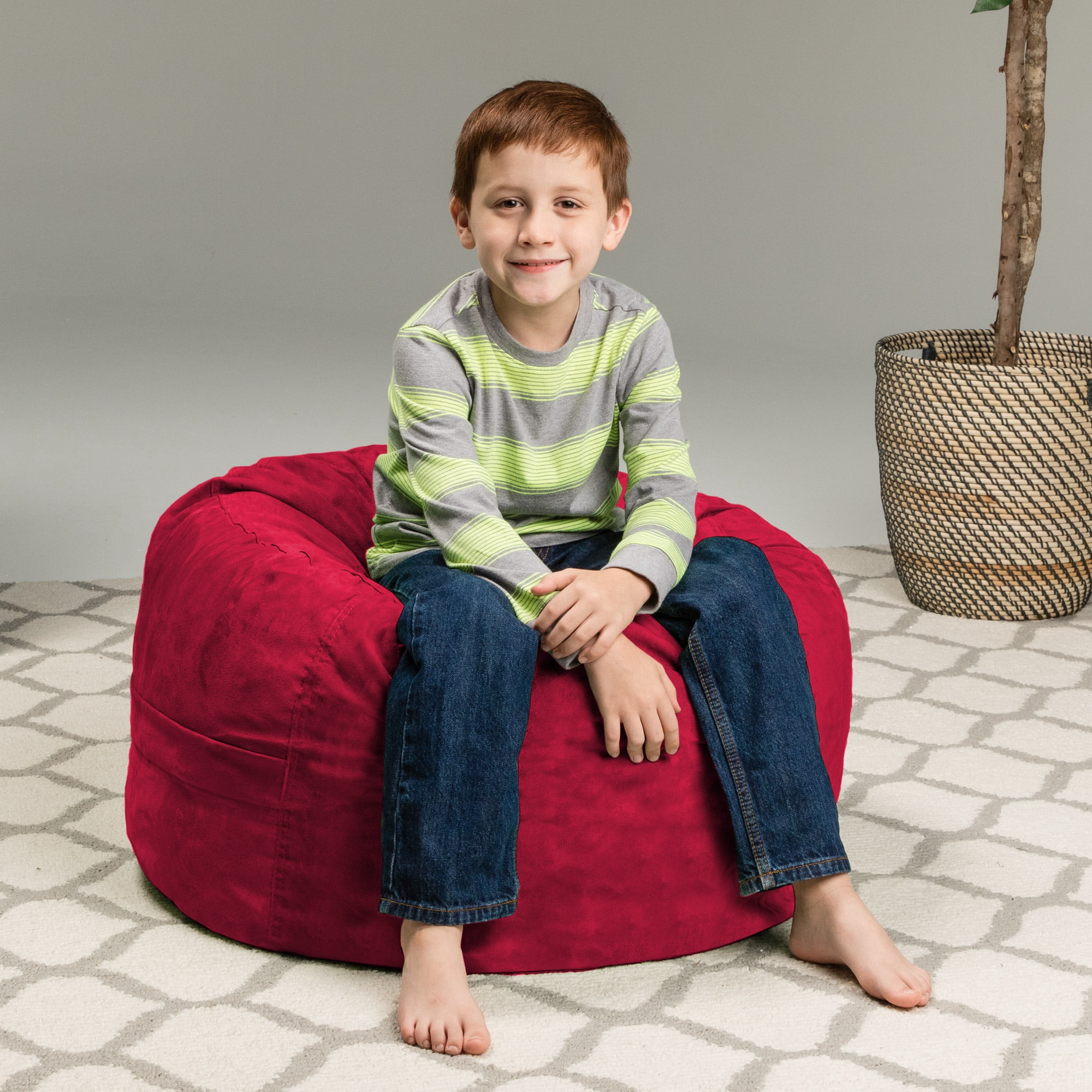 Chill Sack Bean Bag Chair, Memory Foam Lounger with Microsuede Cover, Kids, 2 ft, Cinnabar