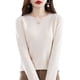 thumbnail image 5 of Suéter de punto de lana merino 100 % pura de Corea para mujer, suéter de cachemira con cuello redondo a la moda para invierno 2024 para mujer, jerséis sin costuras, 5 of 5