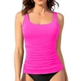 thumbnail image 2 of Hessimy Tankini Tops for Women Swimwear Top Only Tummy Control Bathing Suit Top No Bottom Modest Swim Top(Hot Pink,M), 2 of 9