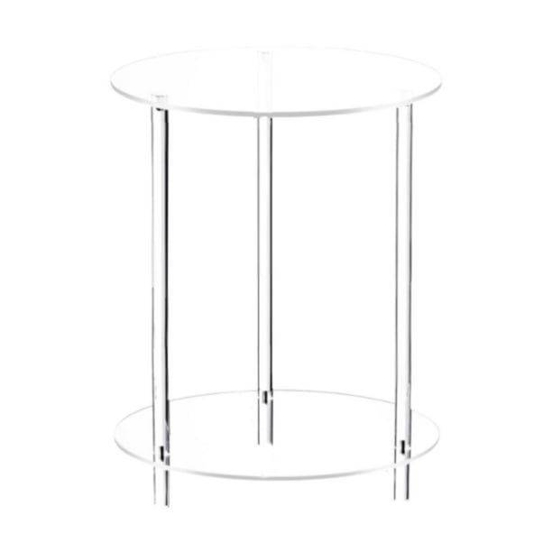 Mesa auxiliar de acrílico transparente, mesa auxiliar compacta para bebidas, mesita de noche, mueble de noche, fácil montaje para sala de estar, baño Diámetro de 40 cm de altura 50 cm